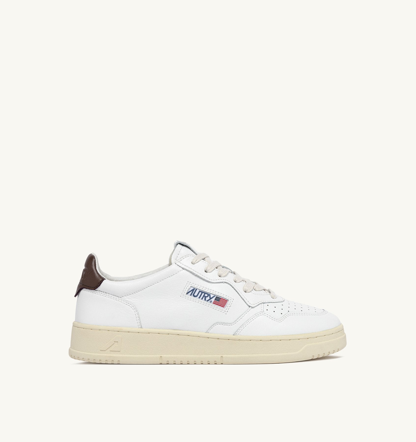 AUTRY - MEDALIST LOW SNEAKERS IN WHITE AND PINECONE LEATHER (Men) - ASTOREHERE