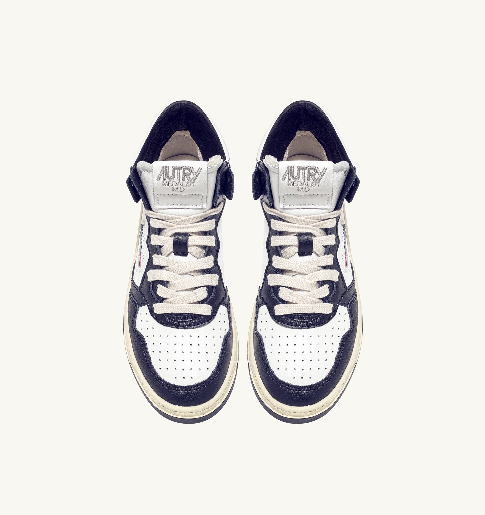 AUTRY - MEDALIST MID BICOLOR SNEAKERS IN WHITE AND BLUE LEATHER (Men) - ASTOREHERE