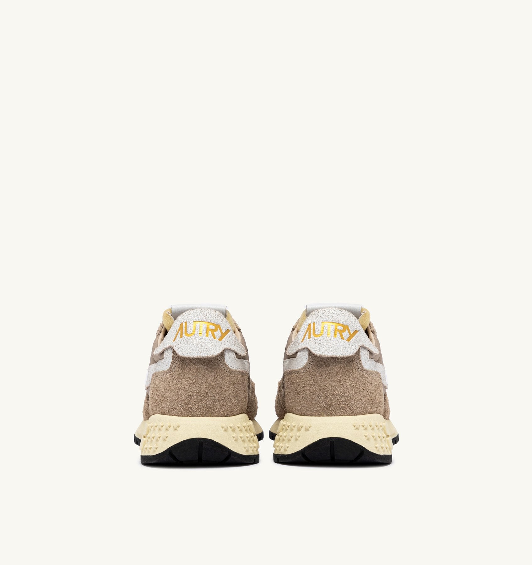 AUTRY - REELWIND LOW SNEAKERS IN PEPPER AND WHITE CRACKED LEATHER AND NYLON (Women) - ASTOREHERE