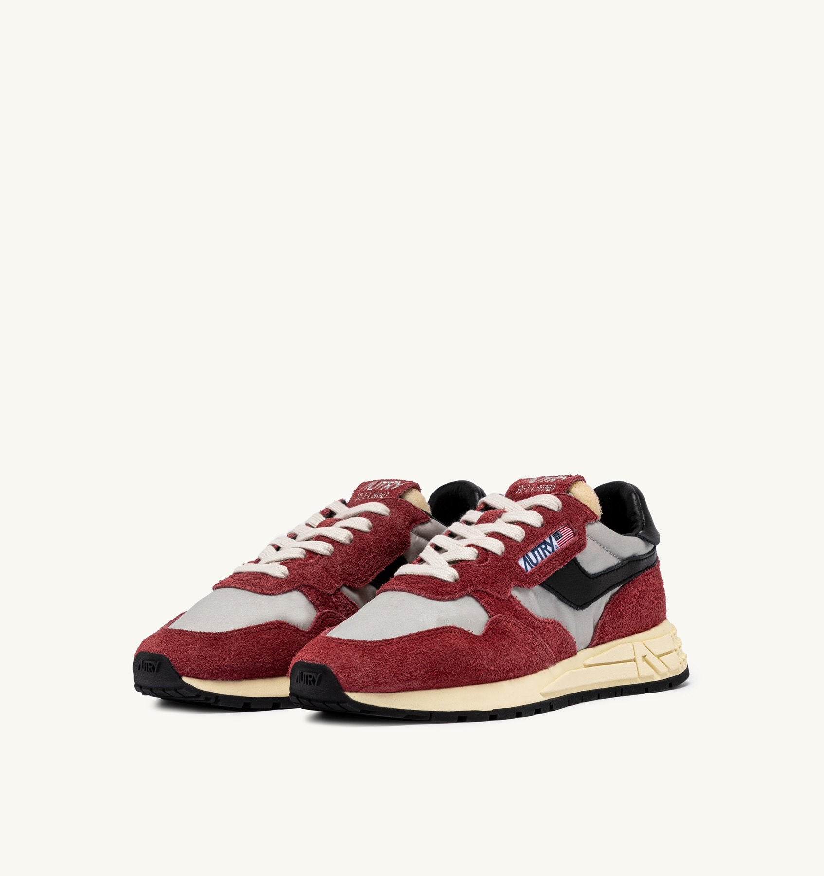 AUTRY - REELWIND LOW SNEAKERS IN RED AND BLACK NYLON AND SUEDE (Women) - ASTOREHERE