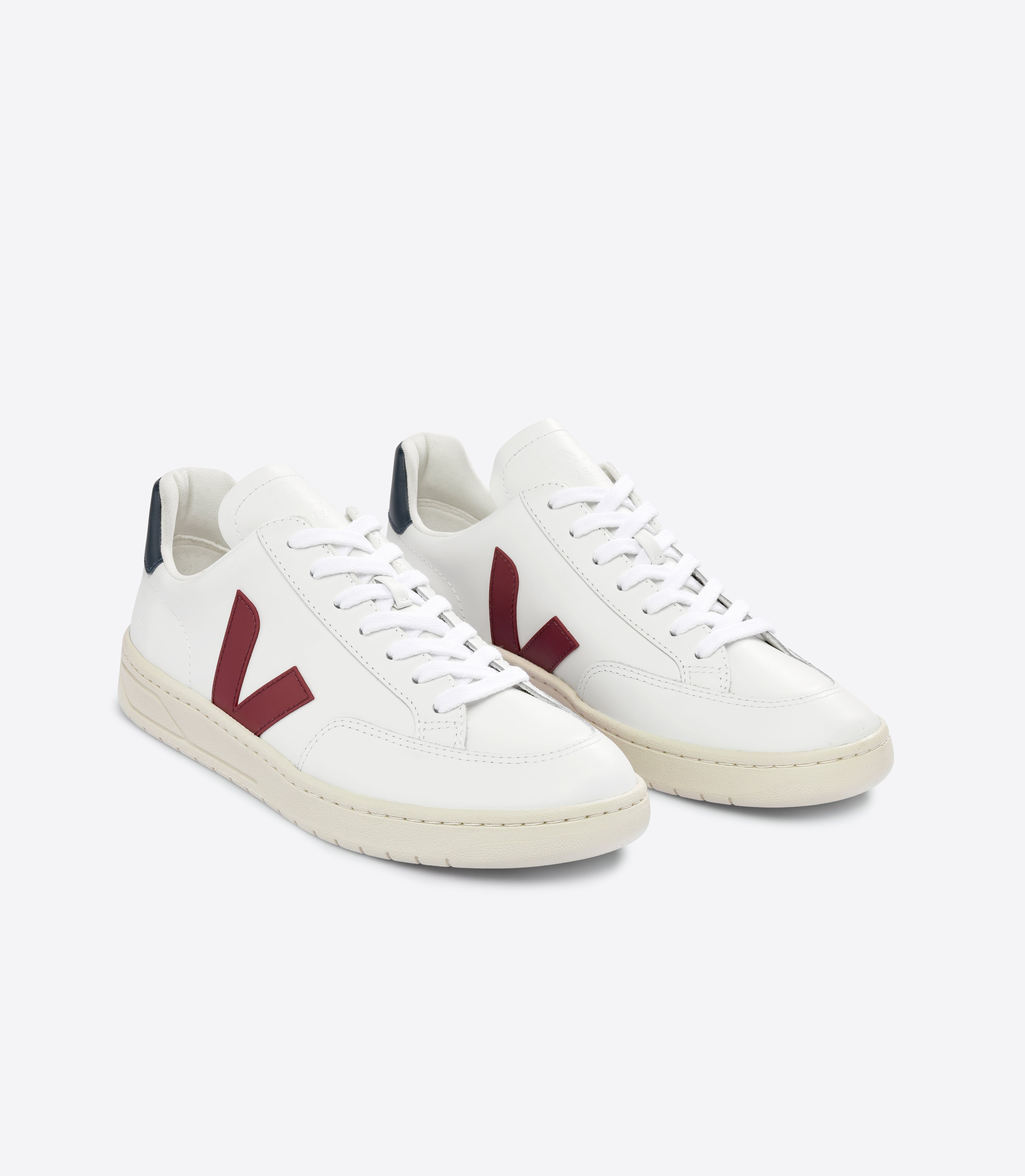 Veja V12 Leather (Extra White/Marsala/Nautico) (Men) - ASTOREHERE