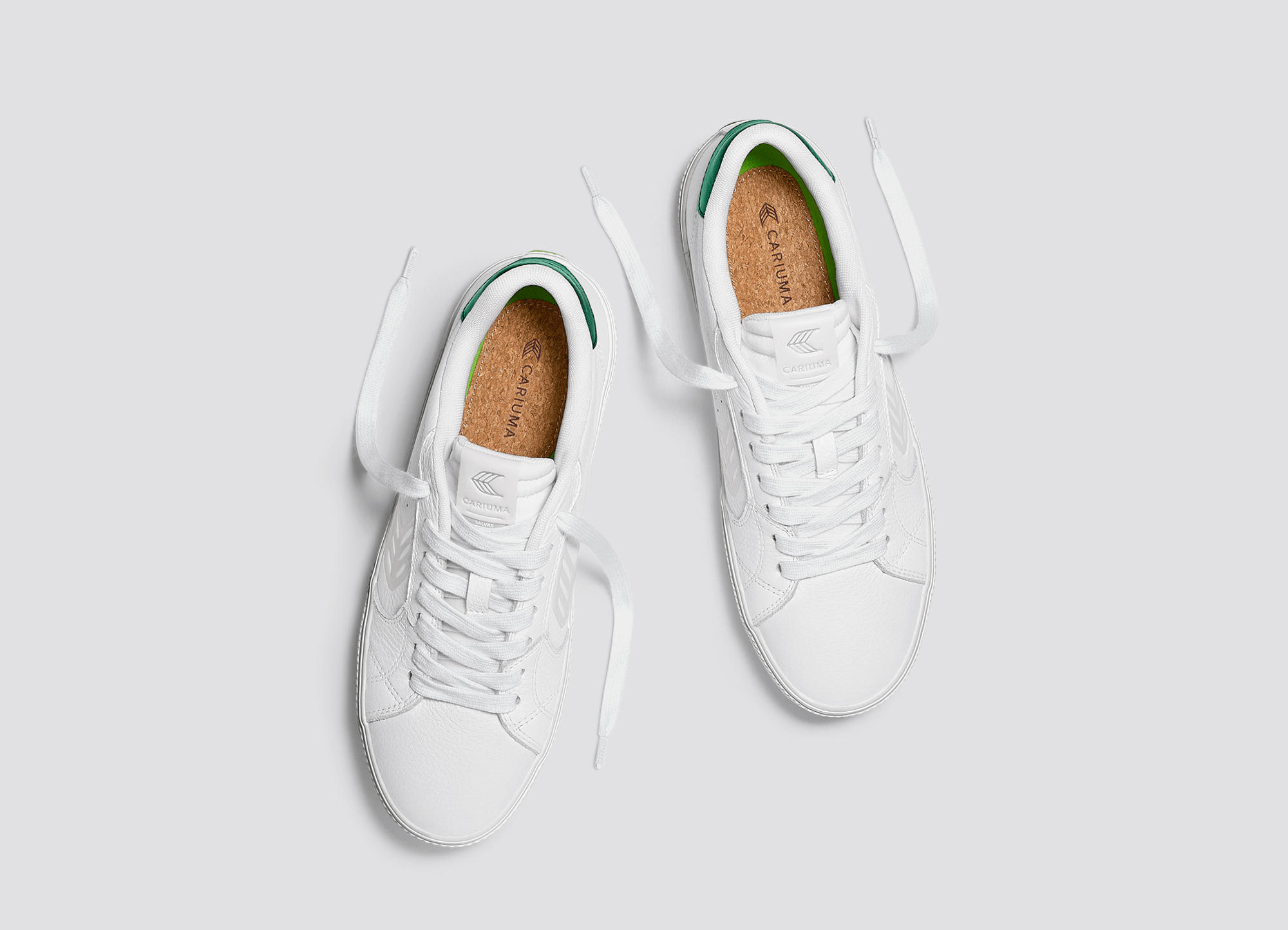 Cariuma - SALVAS White Premium Leather Ice Logo Metallic Green Sneaker (Women) - ASTOREHERE