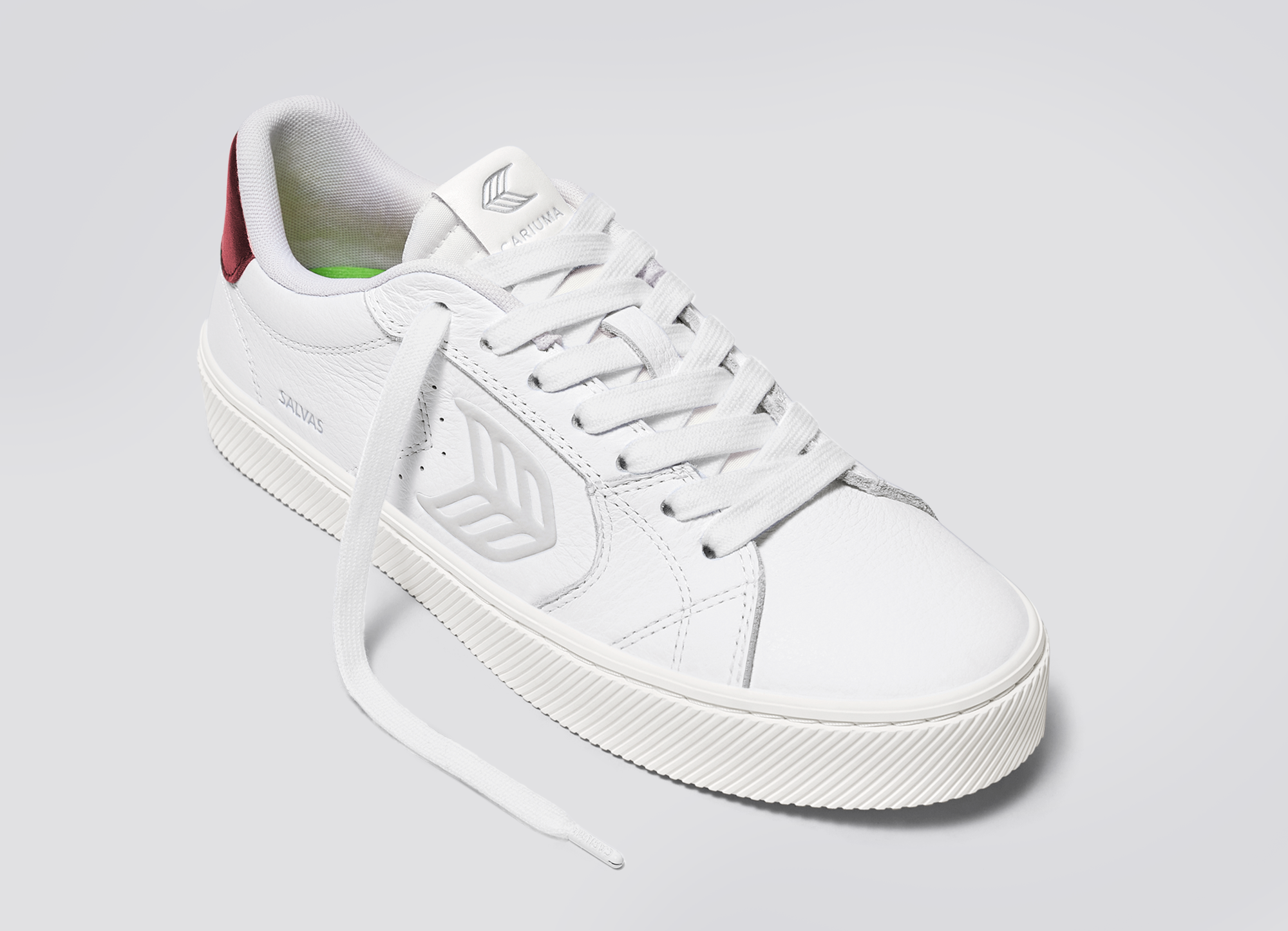 Cariuma - SALVAS White Premium Leather Ice Logo Metallic Red Sneaker (Women) - ASTOREHERE