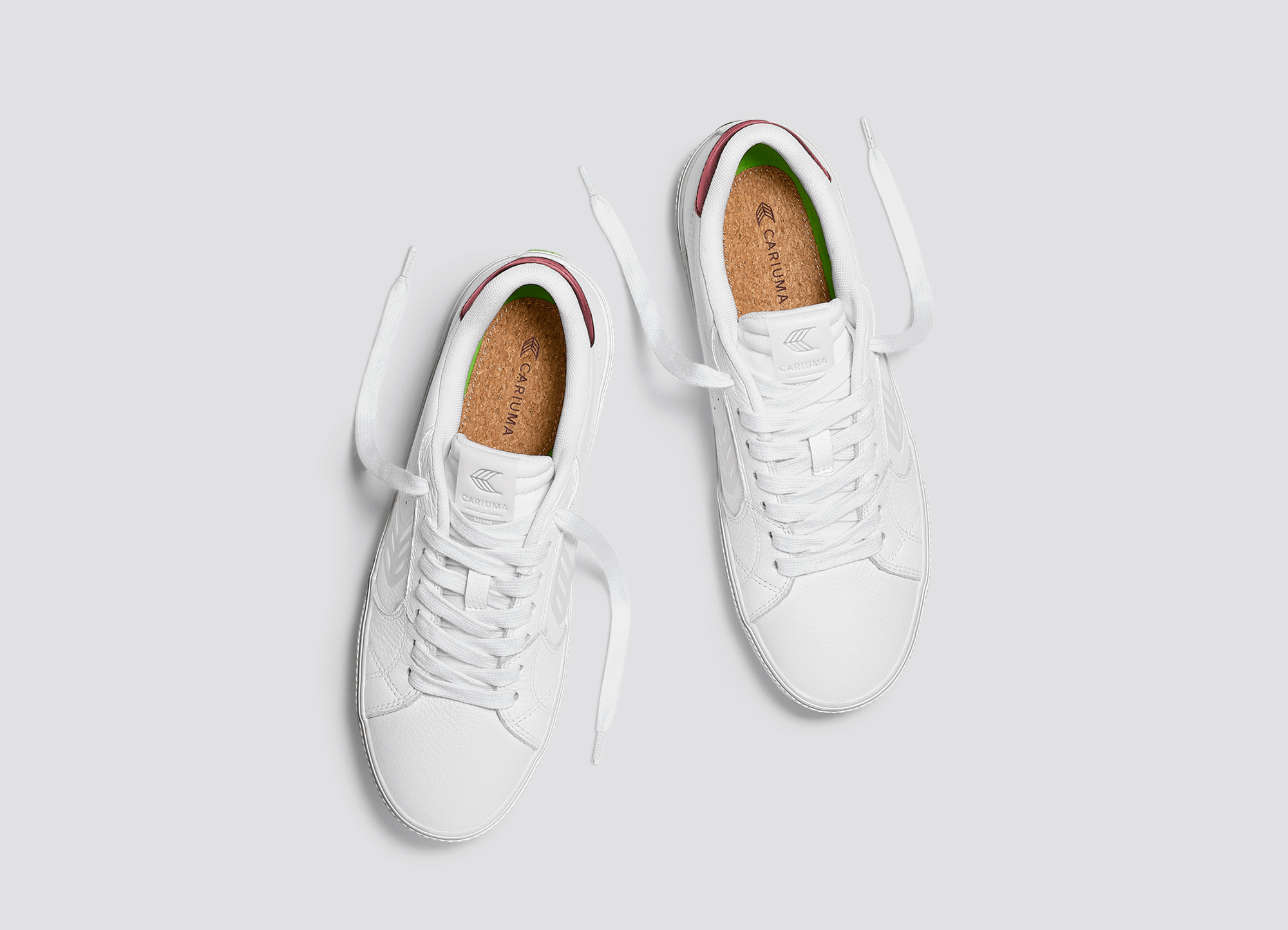 Cariuma - SALVAS White Premium Leather Ice Logo Metallic Red Sneaker (Women) - ASTOREHERE