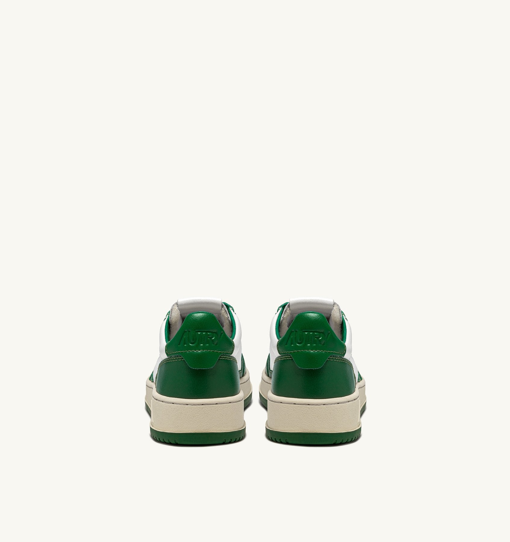 AUTRY - MEDALIST LOW BICOLOR SNEAKERS IN WHITE AND GREEN LEATHER (Women) - ASTOREHERE
