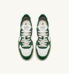 AUTRY - MEDALIST LOW BICOLOR SNEAKERS IN WHITE AND GREEN LEATHER (Women) - ASTOREHERE