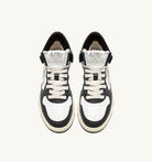 AUTRY - MEDALIST MID BICOLOR SNEAKERS IN WHITE AND BLACK LEATHER (Women) - ASTOREHERE