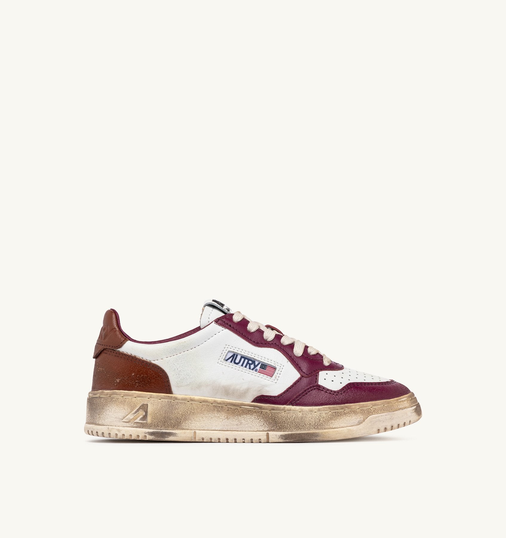 AUTRY - SUPER VINTAGE MEDALIST LOW SNEAKERS IN WHITE, PURPLE AND BROWN LEATHER (Women) - ASTOREHERE