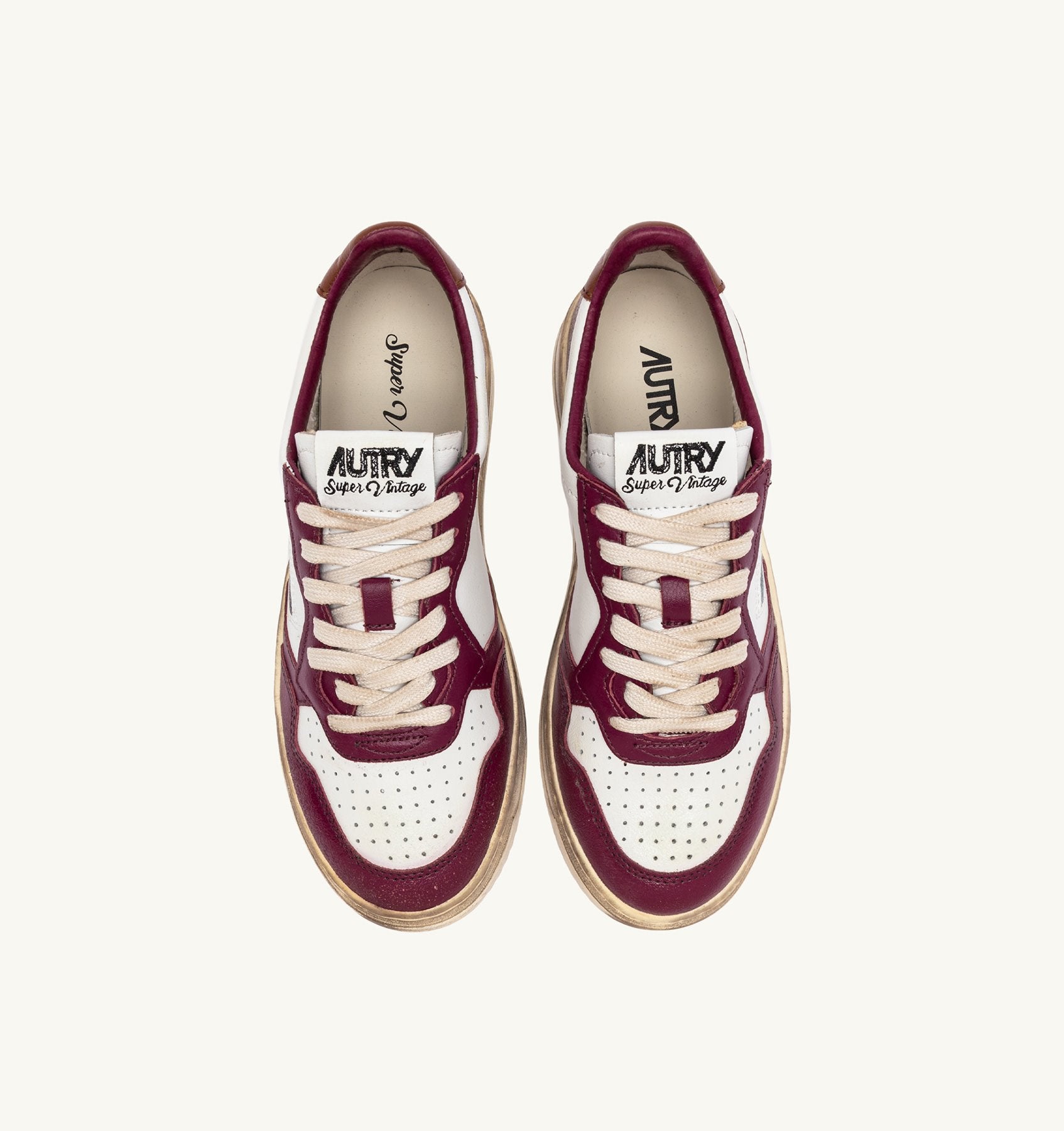 AUTRY - SUPER VINTAGE MEDALIST LOW SNEAKERS IN WHITE, PURPLE AND BROWN LEATHER (Women) - ASTOREHERE