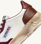 AUTRY - SUPER VINTAGE MEDALIST LOW SNEAKERS IN WHITE, PURPLE AND BROWN LEATHER (Women) - ASTOREHERE